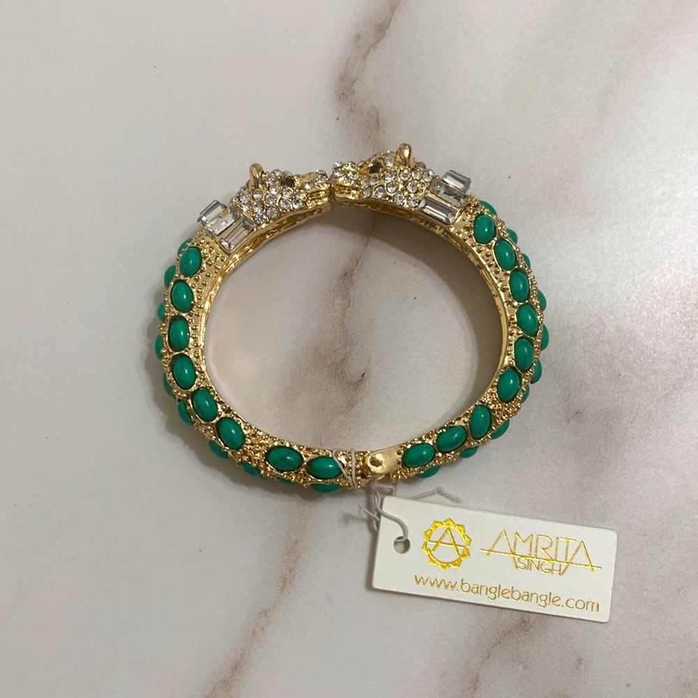 AMRITA Singh teal cabachon and Austrian crystal leopard bracelet! - Picture 5 of 5